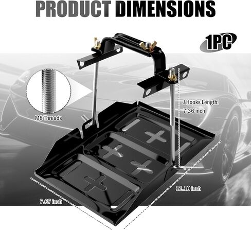 Car Battery Hold Down Kit,High Strength Car Battery Holder Bracket Kit with Adjustable Bracket Clamp,J Hooks,Professional Batteries Tray Hold Down Kits for Fixing Batteries in Kuwait
