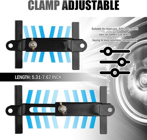Car Battery Hold Down Kit,High Strength Car Battery Holder Bracket Kit with Adjustable Bracket Clamp,J Hooks,Professional Batteries Tray Hold Down Kits for Fixing Batteries in Kuwait