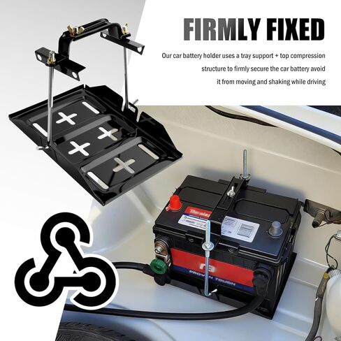 Car Battery Hold Down Kit,High Strength Car Battery Holder Bracket Kit with Adjustable Bracket Clamp,J Hooks,Professional Batteries Tray Hold Down Kits for Fixing Batteries in Kuwait