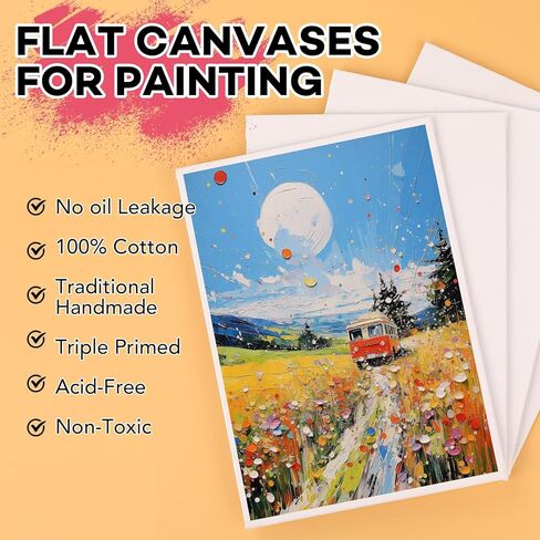 ESRICH 12 Pack 4x6 Inch Small Canvases for Painting, Painting Canvas 4x6 Inch Cotton Primed Acid Free Mini Blank Canvas Panels for Oil Paint,Watercolor,Acrylic Paint, Gouache, Tempera in Kuwait