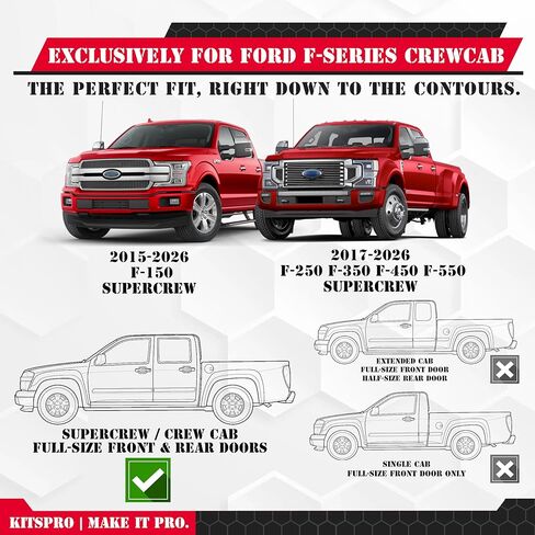 KitsPro 18 جالون تخزين تحت المقعد مضاء لـ 2015-2026 Ford F-150 SuperCrew & 2017-2026 F-250/F-350 Super Duty - صندوق ABS معياري ممسوح بالليزر ثلاثي الأبعاد مع شريط إضاءة متكامل، مقاوم للماء in Kuwait