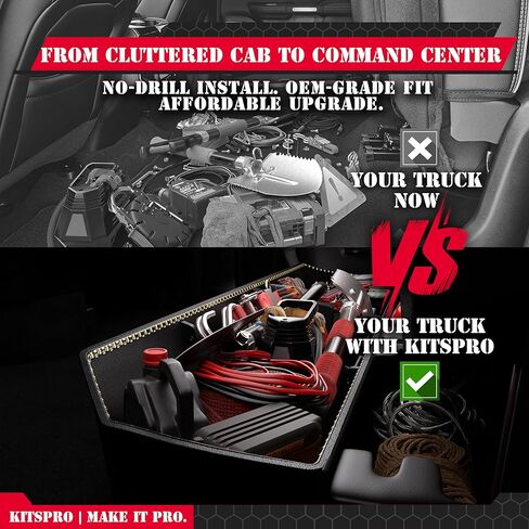 KitsPro 18 جالون تخزين تحت المقعد مضاء لـ 2015-2026 Ford F-150 SuperCrew & 2017-2026 F-250/F-350 Super Duty - صندوق ABS معياري ممسوح بالليزر ثلاثي الأبعاد مع شريط إضاءة متكامل، مقاوم للماء in Kuwait