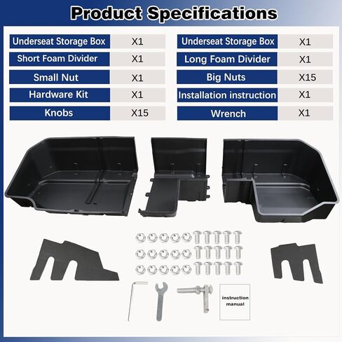 Under Seat Storage Box Fit for 2019-2026 Chevy Silverado/GMC Sierra 1500, 2020-2026 Silverado/Sierra 2500HD/3500HD, Double Cab & Crew Cab Underseat Organizer Accessories in Kuwait