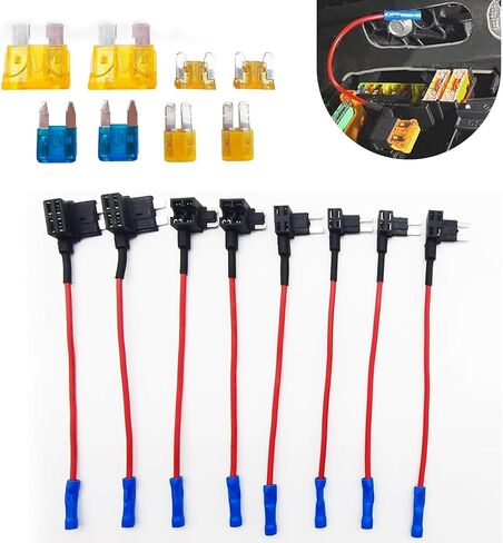 4 Types Add-a-Circuit Fuse Tap Adapter (8PCS), Low-Profile/Mini/Micro/ATO 12V Automotive Blade Fuse - Universal for Cars, Trucks, Boats (Multicolored) in Kuwait
