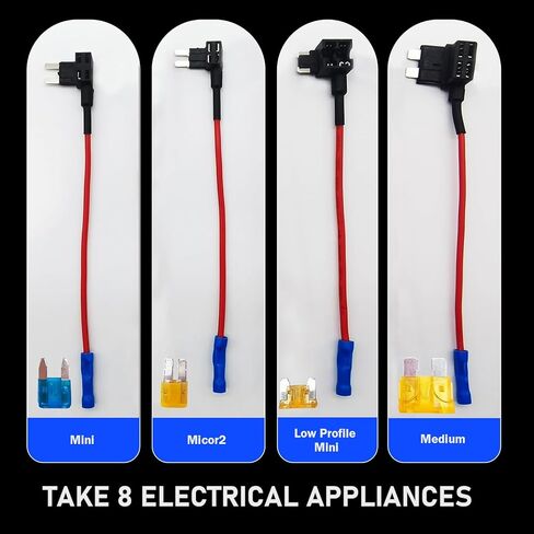 4 Types Add-a-Circuit Fuse Tap Adapter (8PCS), Low-Profile/Mini/Micro/ATO 12V Automotive Blade Fuse - Universal for Cars, Trucks, Boats (Multicolored) in Kuwait