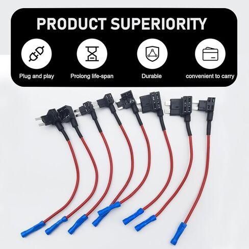 4 Types Add-a-Circuit Fuse Tap Adapter (8PCS), Low-Profile/Mini/Micro/ATO 12V Automotive Blade Fuse - Universal for Cars, Trucks, Boats (Multicolored) in Kuwait