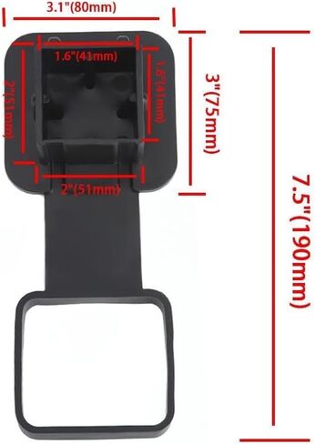2 Inch Trailer Hitch Receiver Tube Cover, Black Rubber Dust Plug for 2" Square Receivers, Compatible with Trucks SUVs Pickups（ 1pcs） in Kuwait