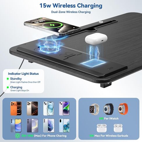 Foldable Laptop Desk for Bed with Wireless Charger - Large Lap Computer Tray Table with Tablet Slot and Book Shelf Read Table for Couch Chair Floor for Writing, Studying Eating, and WFH in Kuwait