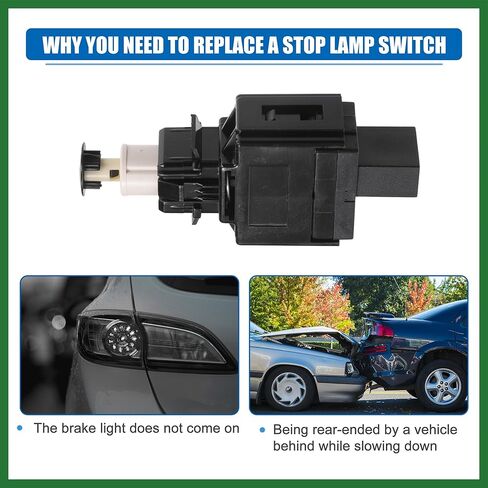 Motoforti Brake Light Switch Stop Lamp Switch for Volvo S60 2001-2009, S80 1999-2006, V70 2001-2007, XC90 2003-2014, No.8622064, Black, Push Button, Plunger, Automatic in Kuwait