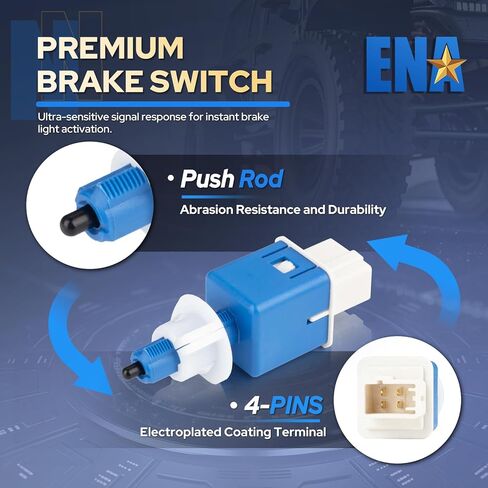ENA Brake Light Switch Compatible with Honda Acura Civic Accord CRV CR-V Pilot Ridgeline Passport HRV HR-V Fit TLX ILX RLX 2.2L 2.4L 2.7L 3.0L 3.5L L4 V6 96 97 2013-2023 Replaces SLS632 w/ 4 Pins in Kuwait