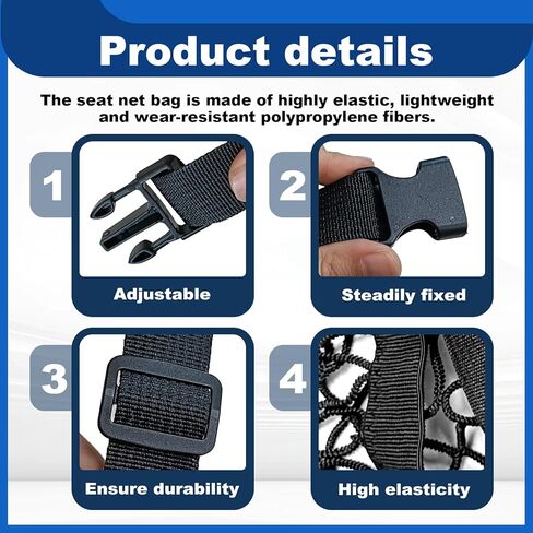 Front Seat Organizer,22" x 22" Front Seats Versatile Elastic Organizers Net, High Elastic Front Seat Organizer Versatile Purse Holder for Most Vehicles in Kuwait