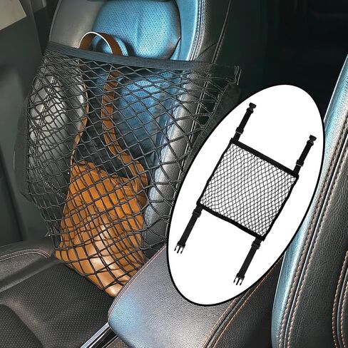 Front Seat Organizer,22" x 22" Front Seats Versatile Elastic Organizers Net, High Elastic Front Seat Organizer Versatile Purse Holder for Most Vehicles in Kuwait