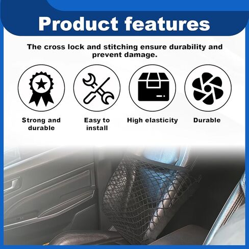 Front Seat Organizer,22" x 22" Front Seats Versatile Elastic Organizers Net, High Elastic Front Seat Organizer Versatile Purse Holder for Most Vehicles in Kuwait