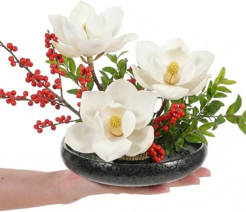 مجموعة مزهريات Kenaoeoe Ikebana مجموعة مزهريات زهرة الضفدع الخزفية مع مزهريات Ikebana مقاس 1.8 بوصة وأداة تمليس الإبرة لترتيبات الزهور اليابانية in Kuwait
