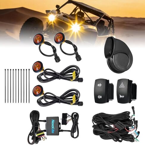 ATV UTV Turn Signal Kit with 110dB Horn Pre-Wired Plug & Play UTV Universal Street Legal Kit with Hazard light, Blinker with Rocker Switch, Compatible With Polaris RZR Can-Am CFMOTO in Kuwait