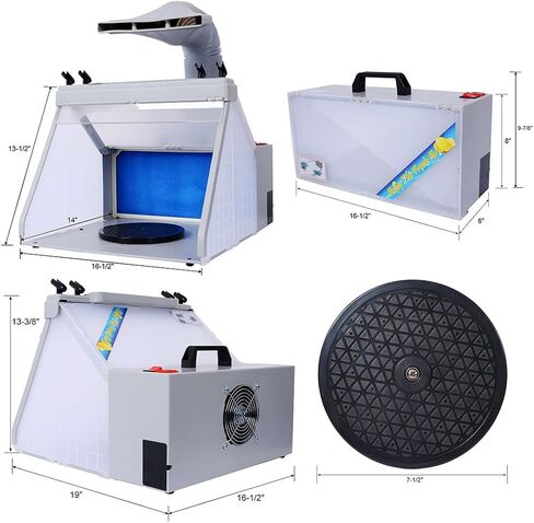 Airbrush Spray Booth, Portable Hobby Airbrush Paint Spray Booth Kit with 4 Airbrush Holders and 1 Paint Holder Super Power Air Brush Paint Spray Booth with Filter LED for Painting Model Craft D in Kuwait