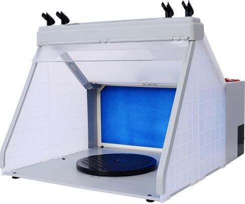 Airbrush Spray Booth, Portable Hobby Airbrush Paint Spray Booth Kit with 4 Airbrush Holders and 1 Paint Holder Super Power Air Brush Paint Spray Booth with Filter LED for Painting Model Craft D in Kuwait