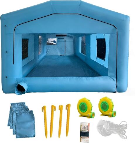 23x13x9FT Inflatable Paint Booth, Spray Paint Tent with 750W+550W Blowers and Air Filter System, Blow up Paint Booth for DIY, Auto Refinish, Mobile Detailing,Motorcycle Garage in Kuwait