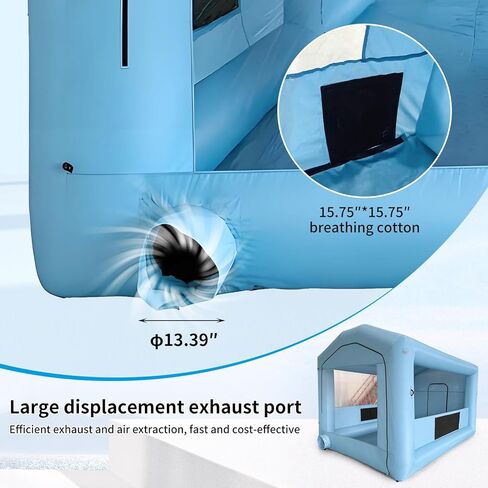 23x13x9FT Inflatable Paint Booth, Spray Paint Tent with 750W+550W Blowers and Air Filter System, Blow up Paint Booth for DIY, Auto Refinish, Mobile Detailing,Motorcycle Garage in Kuwait