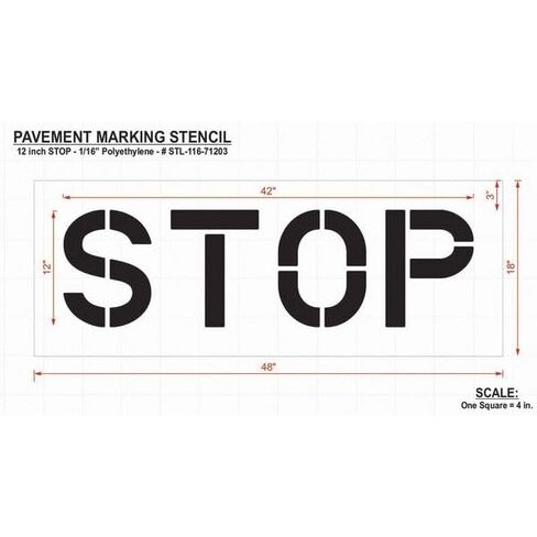 Pavement Stencil, Stop, 12 in in Kuwait