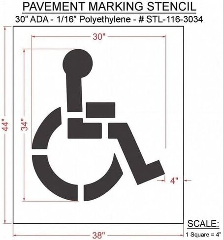 Pavement Stencil, 42" H, 38" W, 0.063" Thick in Kuwait