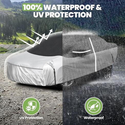 Cartist 420d Car Cover for Ford Mustang 1994-2026, for Chevy Camaro 2010-2026, All Weather Car Cover for Camaro Accessories, Waterproof, with Zipper & Reflective Safety Strips in Kuwait