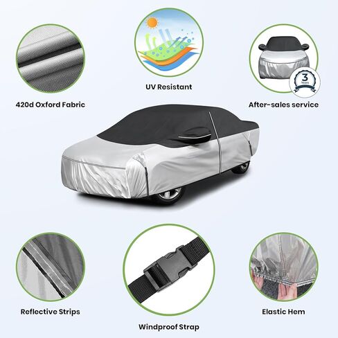 Cartist 420d Car Cover for Ford Mustang 1994-2026, for Chevy Camaro 2010-2026, All Weather Car Cover for Camaro Accessories, Waterproof, with Zipper & Reflective Safety Strips in Kuwait