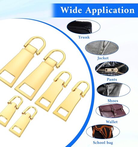 6 Pack Zipper Pulls Replacement, Gold Zipper Pull Tab Repair Kit for Suitcases, Backpacks, Jackets, Coats, Handbags, Luggage in Kuwait