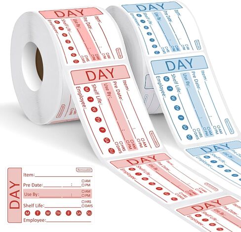 2 Rolls 600 Pieces Shelf Life Removable Freezer Labels, 2 x3 Inch Food Labels for Containers Date Stickers for Freezer Easy to Remove in Kuwait