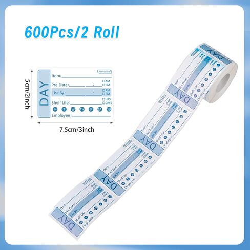 2 Rolls 600 Pieces Shelf Life Removable Freezer Labels, 2 x3 Inch Food Labels for Containers Date Stickers for Freezer Easy to Remove in Kuwait