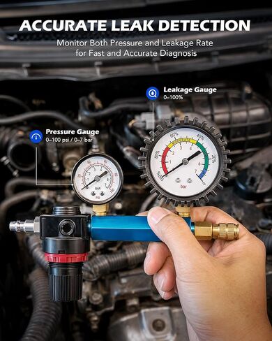 Orion Motor Tech 51pc Compression and Leakage Tester Kit for Petrol & Diesel Engines, Cylinder Leak Down Test Kit with Dual Pressure Gauge, Adapters, Hoses, & Quick Couplers for HDi, TDCi & PD Engines in Kuwait