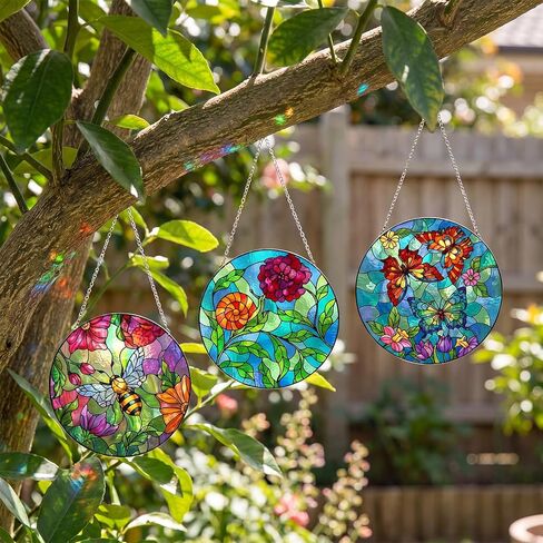 Humyoun 36 Pcs Flower Suncatchers Crafts Kit DIY Window Paint Art Stained Glass Painting Craft Kits for Activities 24 Acrylic Markers and 12 Suncatchers for Adults Home Decor Creative Projects in Kuwait