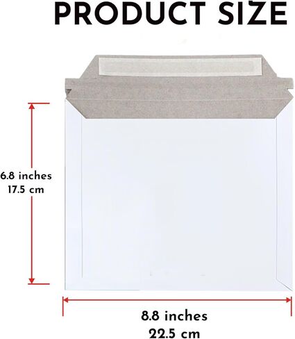100 Pack 6.8x8.8 Inch Rigid Mailers, Self Seal Cardboard Mailing Envelopes, Protective Flat Shipping White Envelopes for Documents, Photo, Postcards, Stamps, Gift Cards, CDs in Kuwait