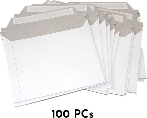 100 Pack 6.8x8.8 Inch Rigid Mailers, Self Seal Cardboard Mailing Envelopes, Protective Flat Shipping White Envelopes for Documents, Photo, Postcards, Stamps, Gift Cards, CDs in Kuwait