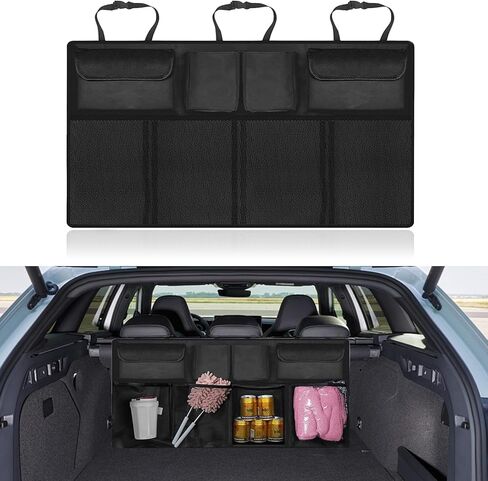 Trunk Organizer with 8 Storage Pockets, Large Capacity Car Storage Bag, Automotive Interior Cargo Organization Storage Bag Accessories, Universal for SUV, Truck, Van in Kuwait
