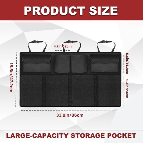 Trunk Organizer with 8 Storage Pockets, Large Capacity Car Storage Bag, Automotive Interior Cargo Organization Storage Bag Accessories, Universal for SUV, Truck, Van in Kuwait