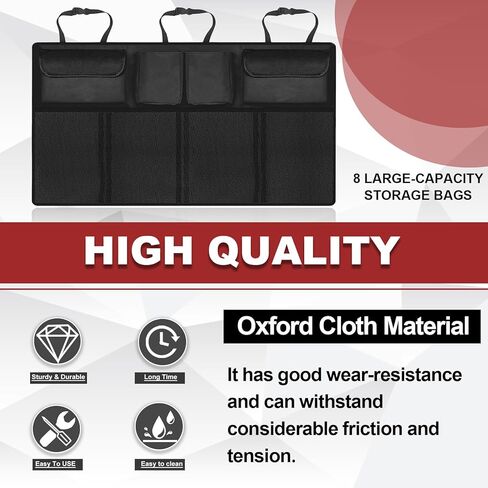 Trunk Organizer with 8 Storage Pockets, Large Capacity Car Storage Bag, Automotive Interior Cargo Organization Storage Bag Accessories, Universal for SUV, Truck, Van in Kuwait