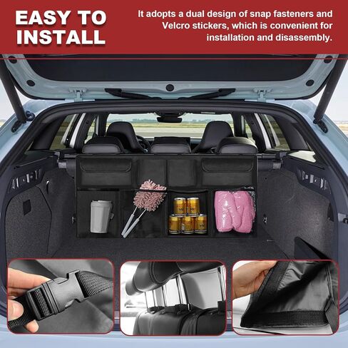 Trunk Organizer with 8 Storage Pockets, Large Capacity Car Storage Bag, Automotive Interior Cargo Organization Storage Bag Accessories, Universal for SUV, Truck, Van in Kuwait
