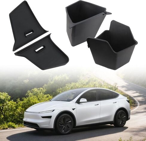Eonflux 2025 2026 Tesla Model Y Juniper Accessories، صناديق تخزين جانبية منظم صندوق السيارة مع أغطية، منظم تخزين صندوق السيارة الخلفي من طراز Y Juniper، منظم صندوق السيارة لملحقات Tesla Model Y 2026 in Kuwait