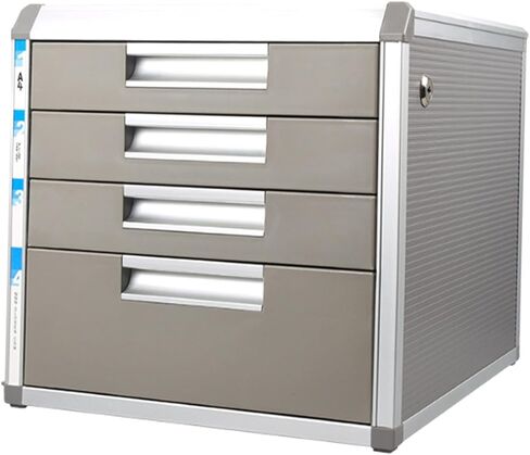 4 Drawer File Cabinet with Lock, Locking Aluminum Cabinet for A4 Letter Size, Under Desk Storage for Office & Home in Kuwait