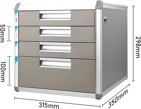 4 Drawer File Cabinet with Lock, Locking Aluminum Cabinet for A4 Letter Size, Under Desk Storage for Office & Home in Kuwait
