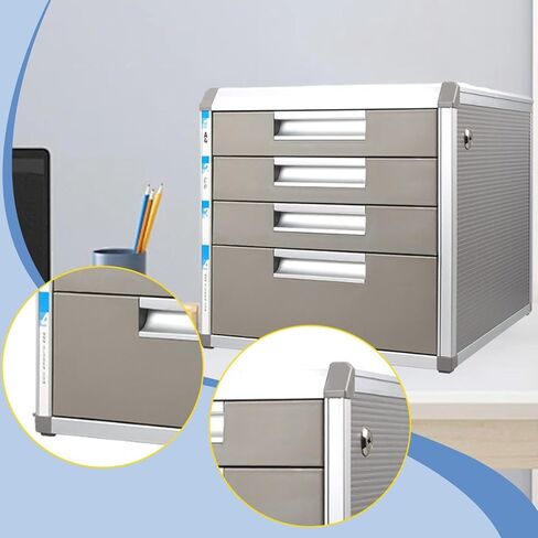4 Drawer File Cabinet with Lock, Locking Aluminum Cabinet for A4 Letter Size, Under Desk Storage for Office & Home in Kuwait
