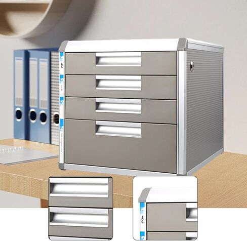 4 Drawer File Cabinet with Lock, Locking Aluminum Cabinet for A4 Letter Size, Under Desk Storage for Office & Home in Kuwait