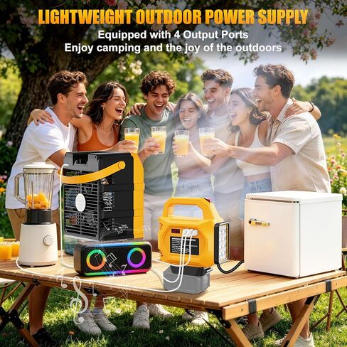 250W Power Inverter Compatible for Dewalt 20V Battery(No Battery), DC 20V to AC 110V Portable Power Station with 3000LM LED Work Light, 1 AC Outlet,2 USB Ports, 1 Type-C for Camping, Emergency Use in Kuwait
