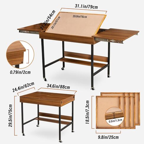 Becko US 2 in 1 Jigsaw Puzzle Table with 8 Sorting Trays, Foldaway & 3 Tilted Angle for Adjusted Height, Universal Wheels for Moves, Shelf Rack for Storage, 31 * 21 in for Puzzles Up to 1000 Pieces in Kuwait
