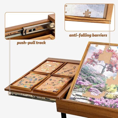 Becko US 2 in 1 Jigsaw Puzzle Table with 8 Sorting Trays, Foldaway & 3 Tilted Angle for Adjusted Height, Universal Wheels for Moves, Shelf Rack for Storage, 31 * 21 in for Puzzles Up to 1000 Pieces in Kuwait