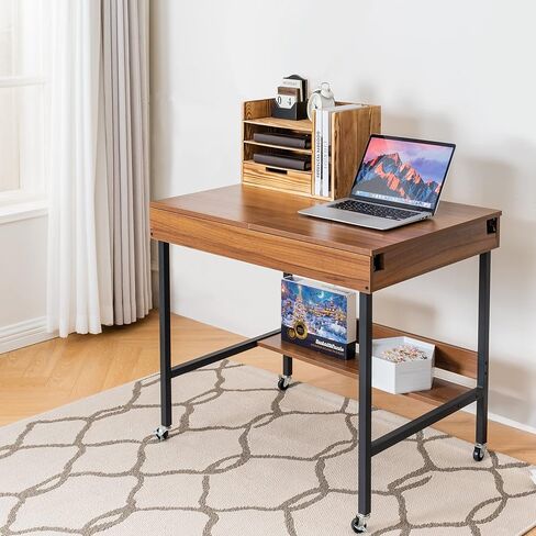 Becko US 2 in 1 Jigsaw Puzzle Table with 8 Sorting Trays, Foldaway & 3 Tilted Angle for Adjusted Height, Universal Wheels for Moves, Shelf Rack for Storage, 31 * 21 in for Puzzles Up to 1000 Pieces in Kuwait