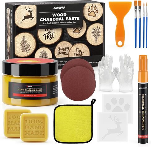 Wood Burn Paste Pen Kit,4OZ Wood Charcoal Paste，Easily Create Beautiful Wood Engravings in Minutes—Perfect for Beginners. Precisely and effortlessly Etch Designs onto Wood, Canvas, and Denim in Kuwait