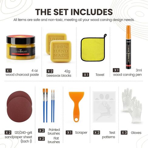 Wood Burn Paste Pen Kit,4OZ Wood Charcoal Paste，Easily Create Beautiful Wood Engravings in Minutes—Perfect for Beginners. Precisely and effortlessly Etch Designs onto Wood, Canvas, and Denim in Kuwait