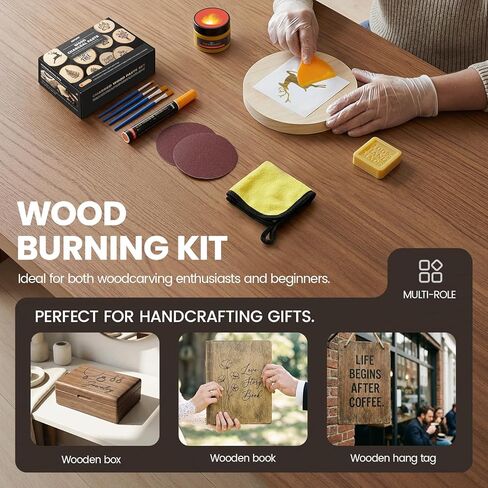 Wood Burn Paste Pen Kit,4OZ Wood Charcoal Paste，Easily Create Beautiful Wood Engravings in Minutes—Perfect for Beginners. Precisely and effortlessly Etch Designs onto Wood, Canvas, and Denim in Kuwait